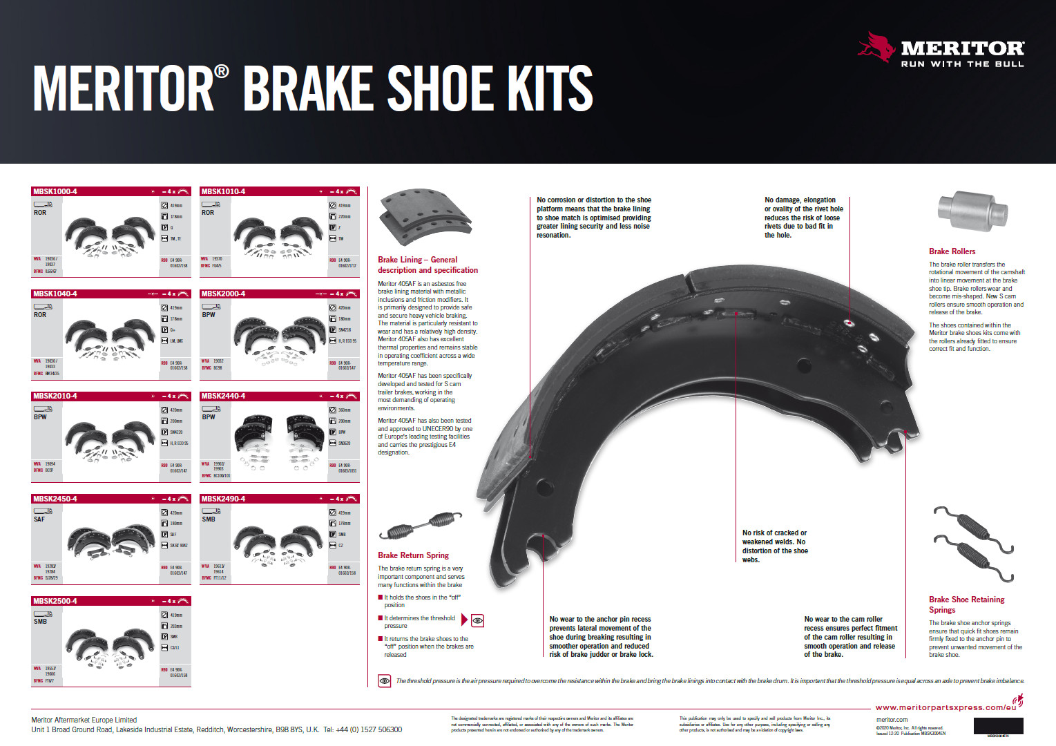 Meritor Brake Shoe Kits Poster - Continuous Wear Sensors